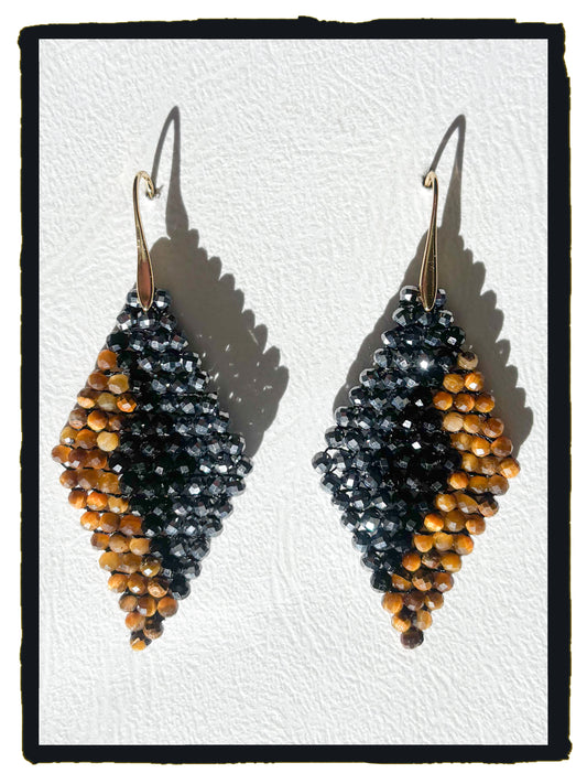 Pendientes FLAMINGO turmalina, ojo de tigre y terahercio