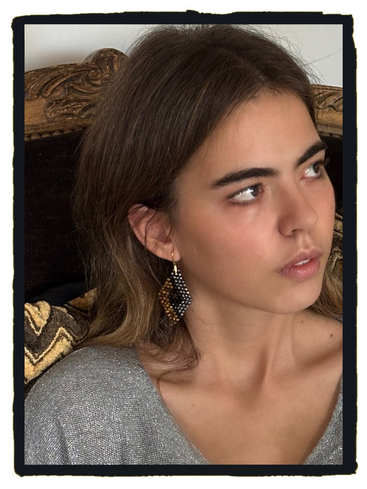 Pendientes FLAMINGO turmalina, ojo de tigre y terahercio