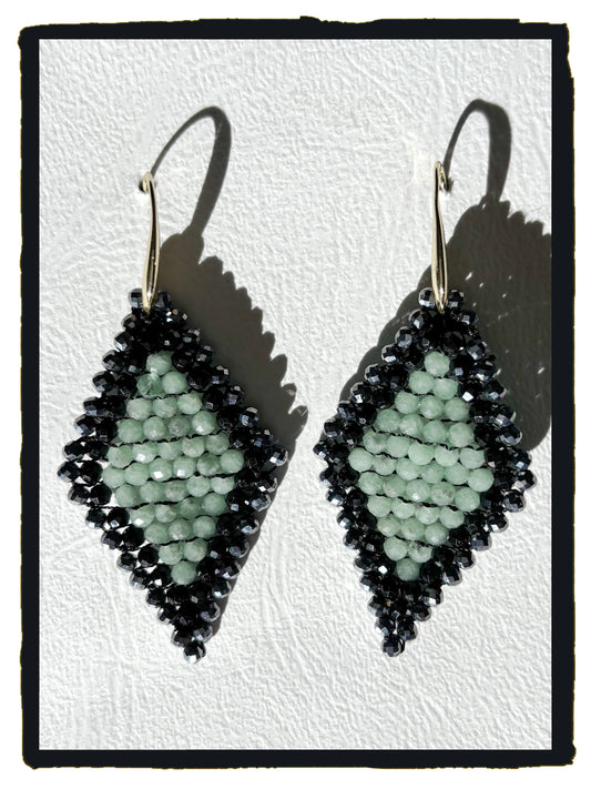 Pendientes DIAMOND ágata verde agua, turmalina y terahercio