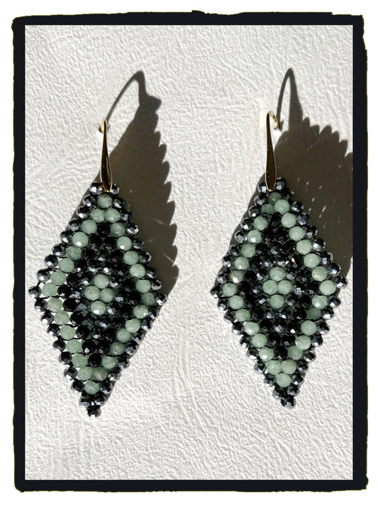 Pendientes STRIPY DIAMOND ágata verde, turmalina y terahercio