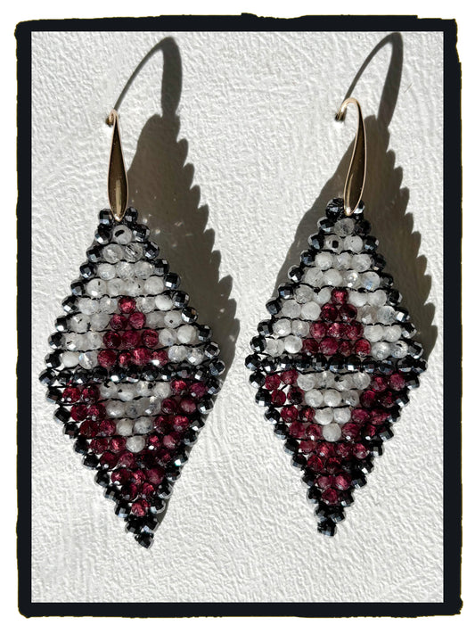 Pendientes 4 TRIANGLES granates, piedra luna y terahercio