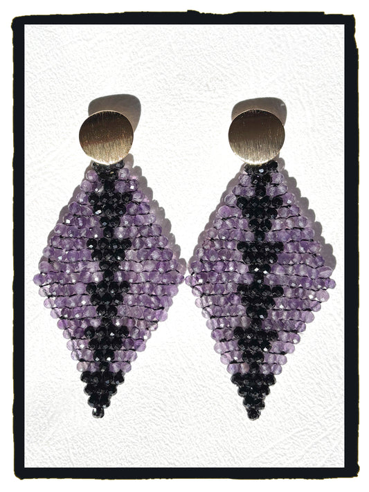 Pendientes TRIANGLES ROW amatista y turmalina