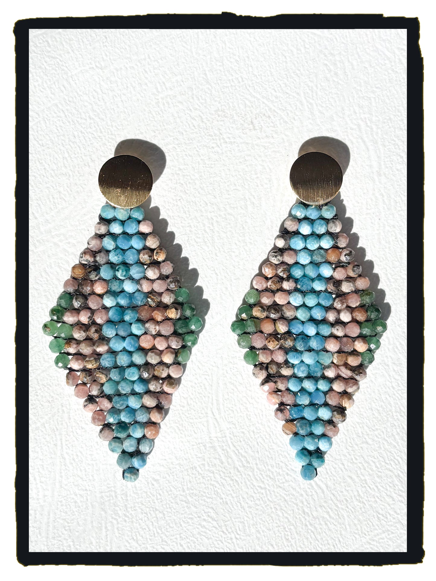 Pendientes WILD SNAKE ágata verde, apatito y rodocrosita