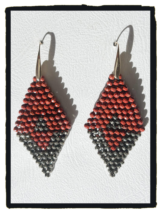 Pendientes 4 TRIANGLES jaspe rojo y pirita