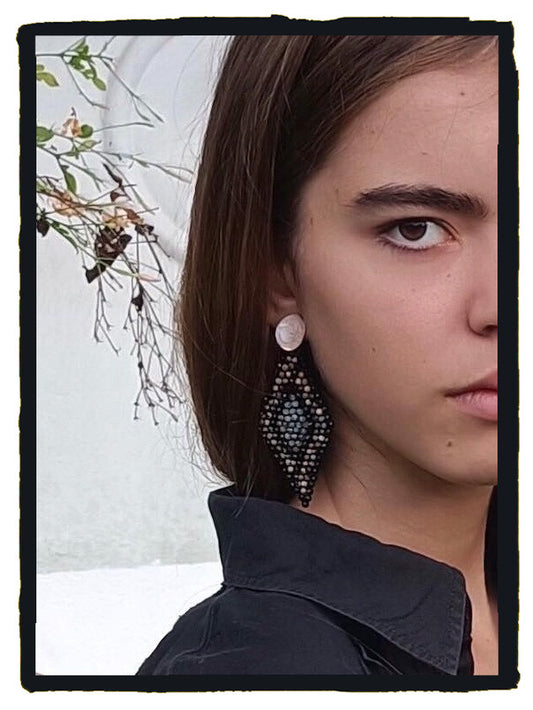 Pendientes GEMSTONES obsidiana, rodocrosita y labradorita