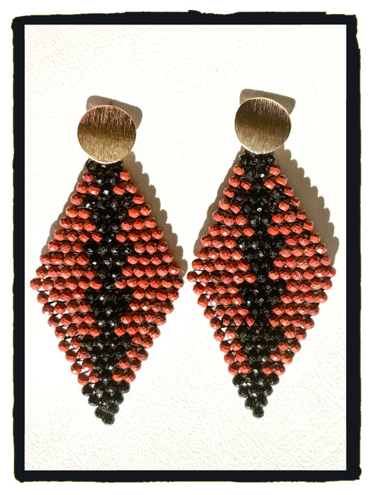 Pendientes TRIANGLES ROW turmalina y jaspe rojo