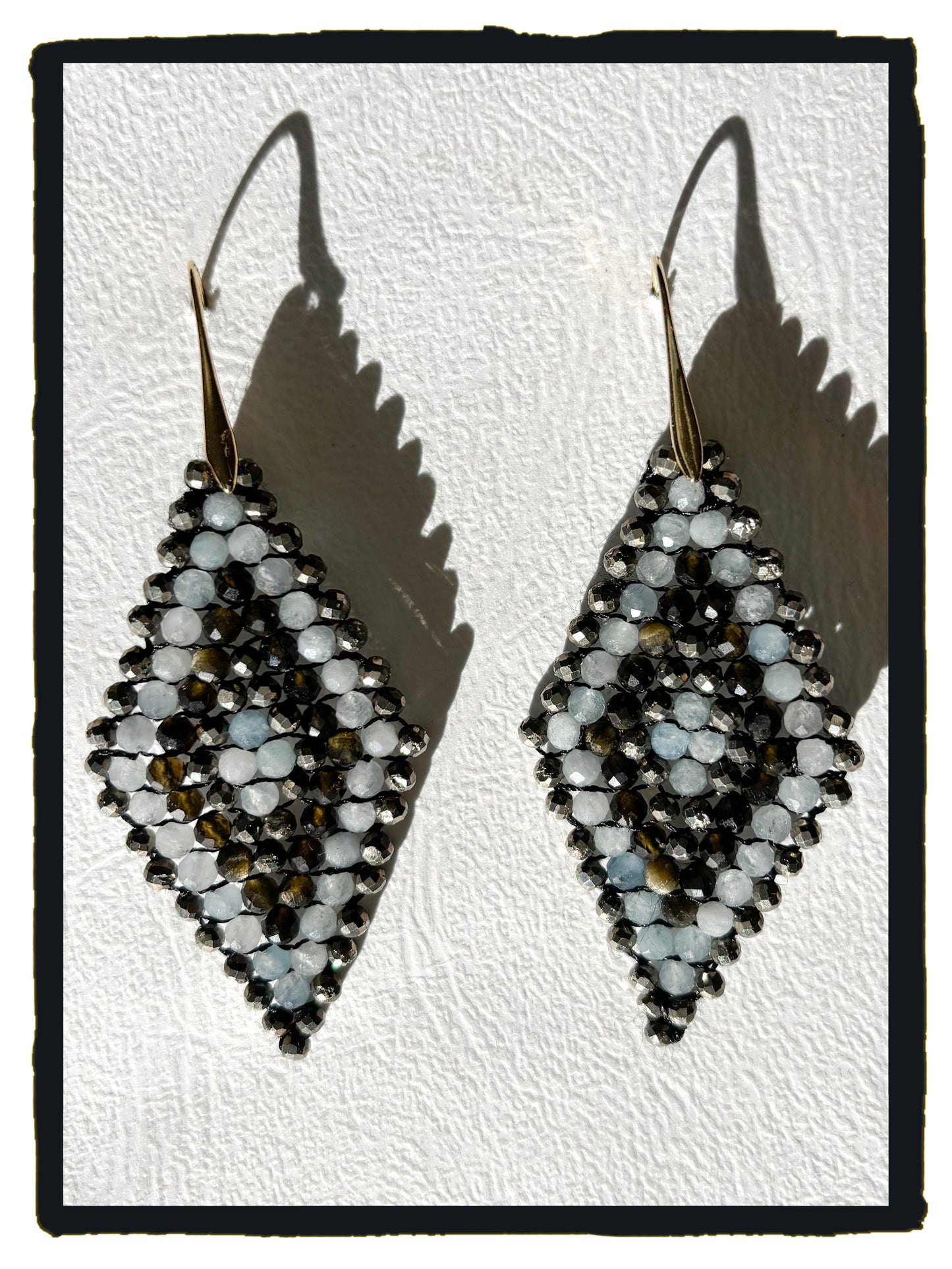 Pendientes STRIPY DIAMOND aguamarina y pirita