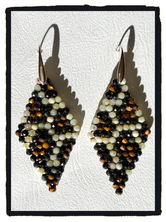 Pendientes WILD LEOPARD ópalo, obsidiana y ojo de tigre