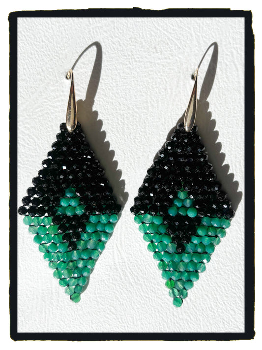 Pendientes 4 TRIANGLES turmalina y ágata