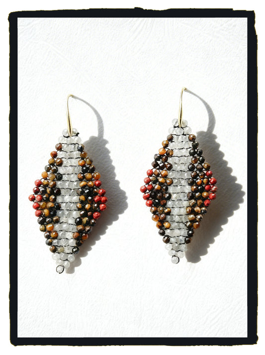 Pendientes WILD SNAKE labradorita, jaspe rojo y ojo de tigre