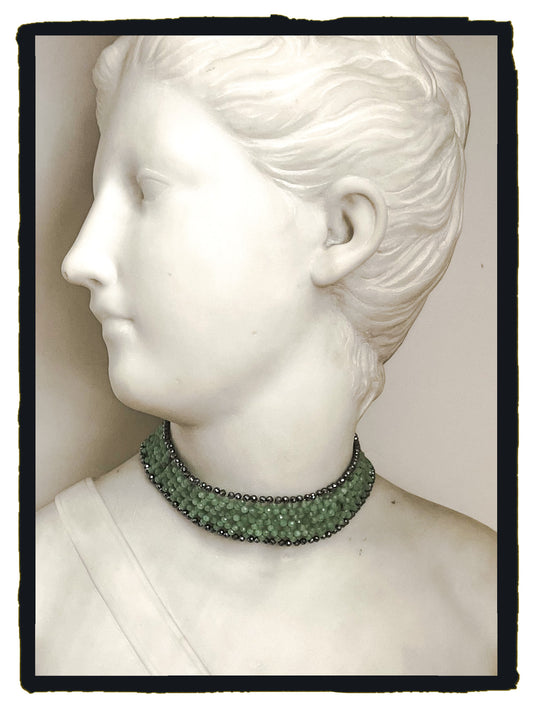 Choker ágata verde y terahercio